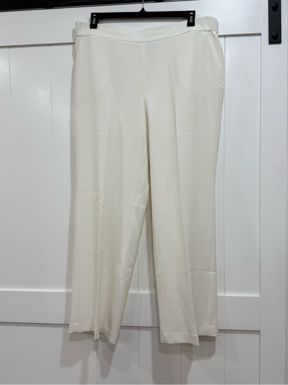 Kasper Cream Wide-Leg Pull-On Trousers